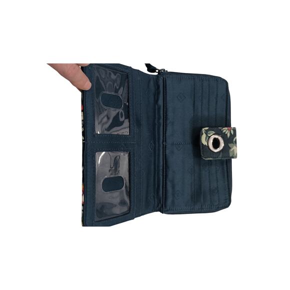 Vera Bradley cottagecore fairy floral wallet turnkey folding Forrest bluegreen - Picture 5 of 5